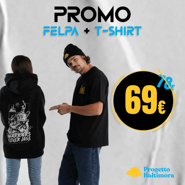 Combo “Warriors Never Lose” – T-Shirt + Felpa